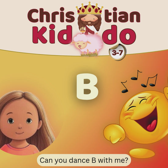 Short instructional video introducing the Letter Dance for the uppercase letter B, guiding children to trace the letter in the air for early alphabet learning, with subtitles. 
